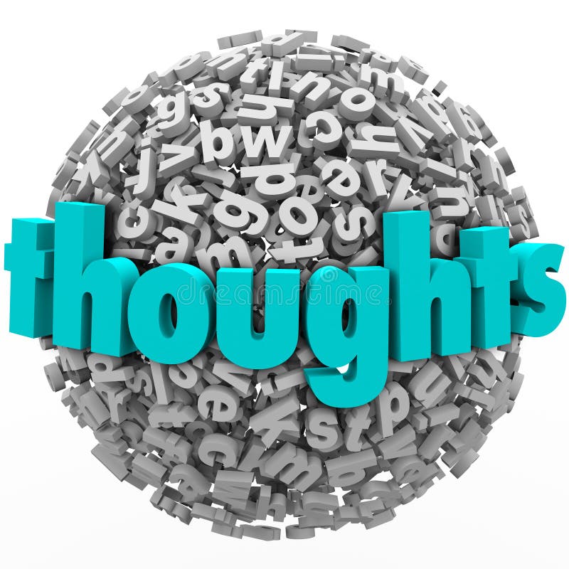 Thoughts and ideas on improving a project, product or business illustrated by the word on a ball or sphere of 3d letters. Thoughts and ideas on improving a project, product or business illustrated by the word on a ball or sphere of 3d letters
