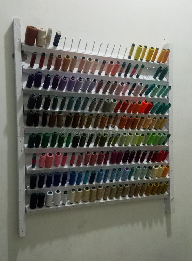 The Thread Holder is Made of Homemade Wood so the Threads Can Be Arranged Neatly Stock Image