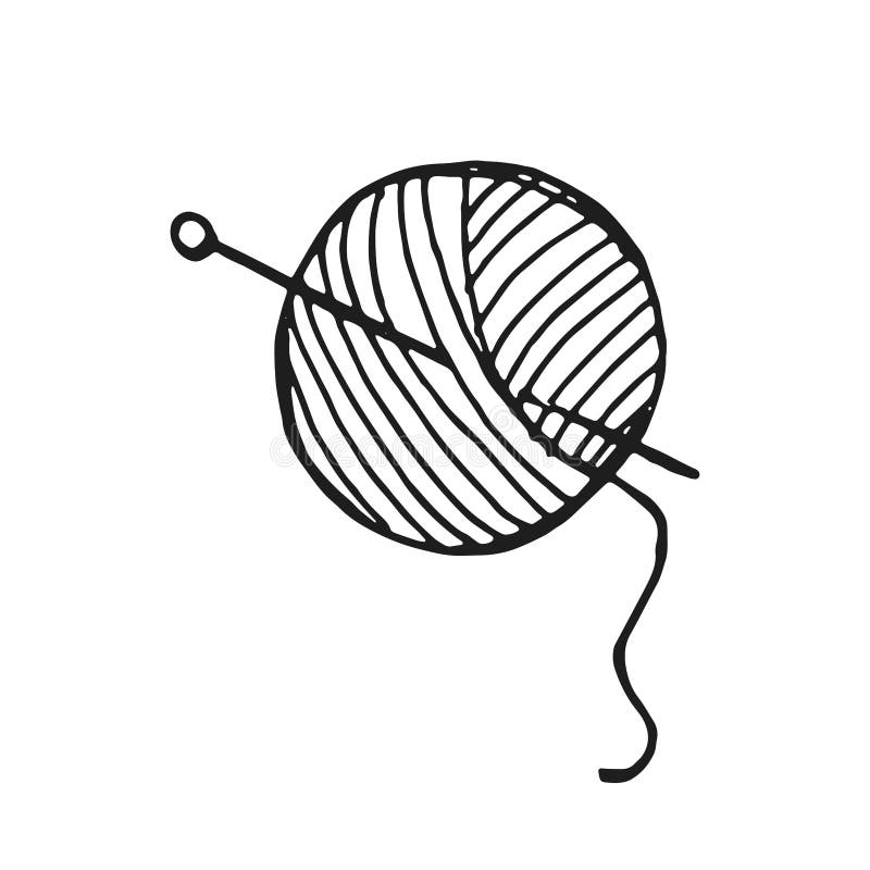 Thread and Needle Vector Sketch Isolated Stock Illustration