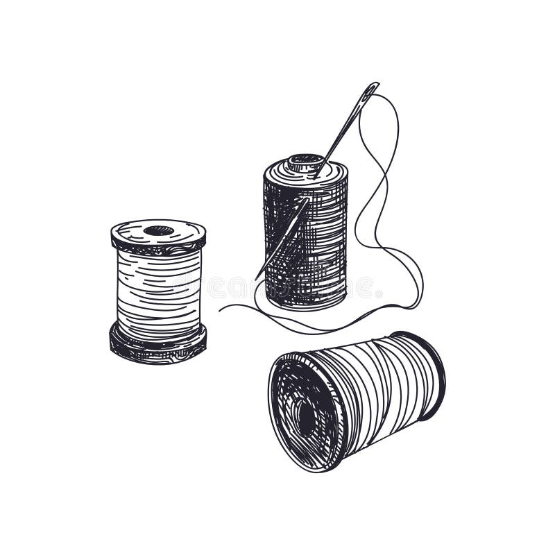 Spool Of Thread And Needles Stock Vector - Illustration of spool, icon ...