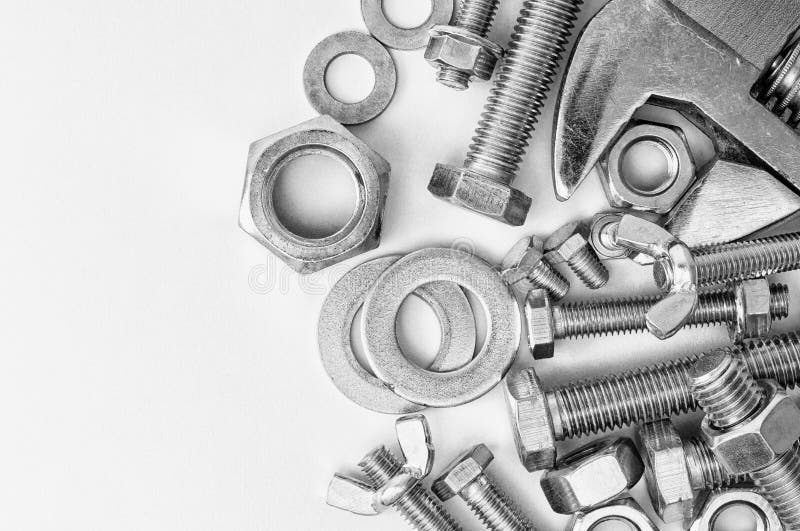 Threaded Fasteners Bolts Nuts and Key. Stock Photo Image of industry