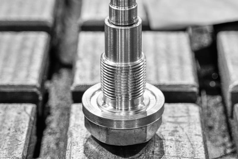 Threaded Mandrel for Grinding Special Parts on the Machine Stock Image