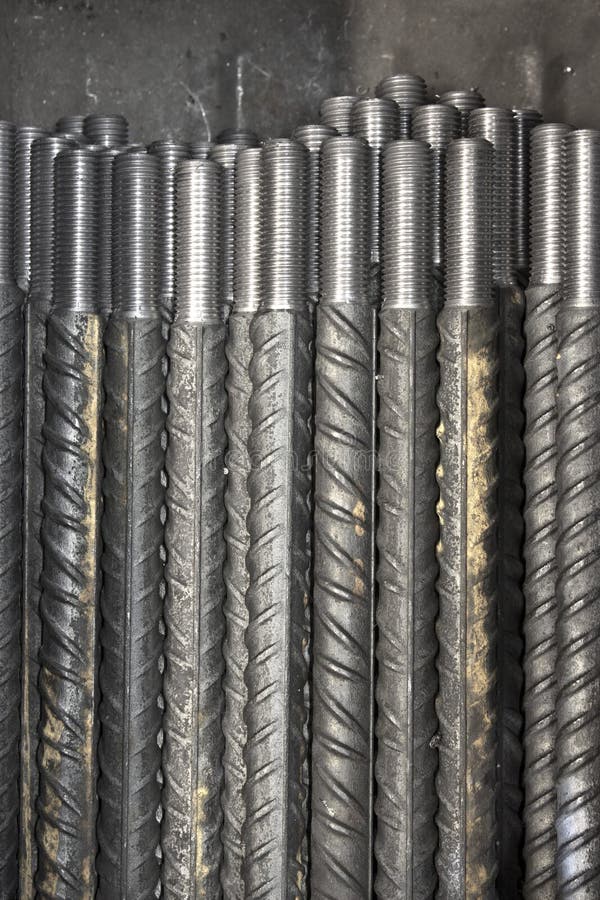 Steel Rod With A Thread And A Metal Round Detail Stock Image Image of