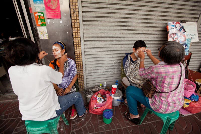 Threading (hair Removal) in Chinatown Bangkok. Editorial Photo Image