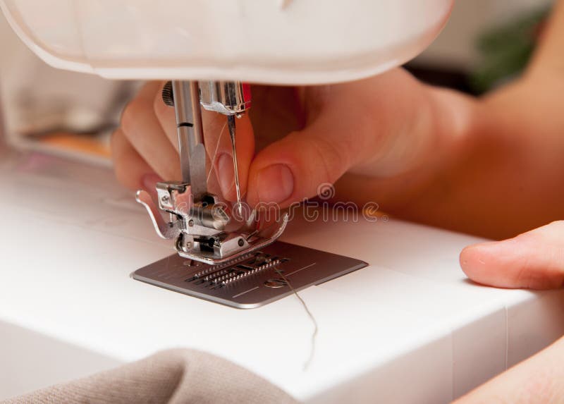 Threading a Thread in a Sewing Machine Stock Image Image of cotton