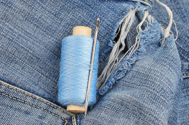 Threads on Jeans, Wear Repair Concept Stock Photo Image of fiber