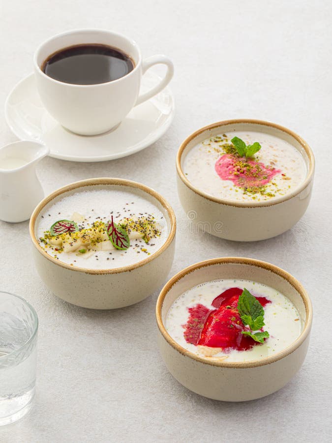 Three Assorted Cereal Porridge Bowls Stock Image Image of assorted