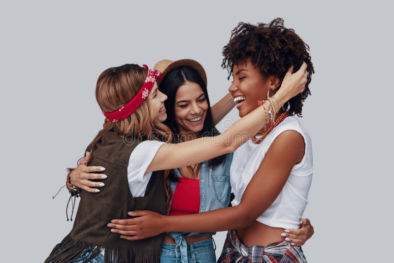 Three attractive stylish young women stock photos Three attractive stylish young women stock photos