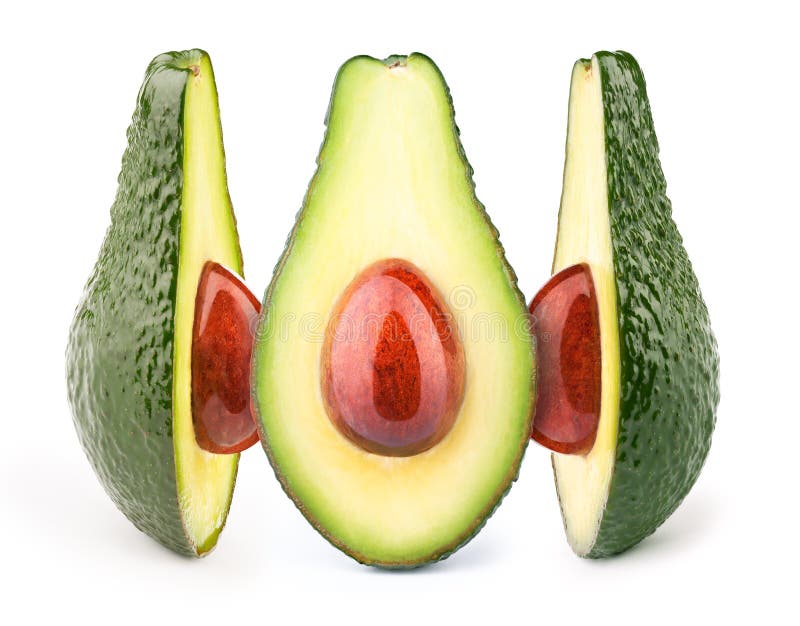 Three Avocados with Oily Stones Isolated Stock Image Image of cutout