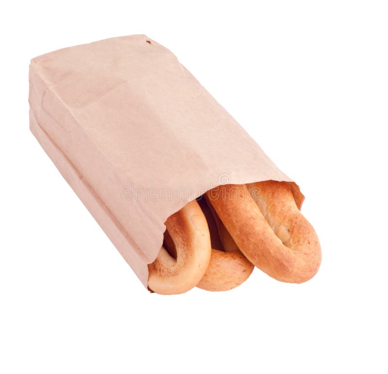 Three Bagels in a Brown Paper Bag Stock Photo Image of brown, white 34047138