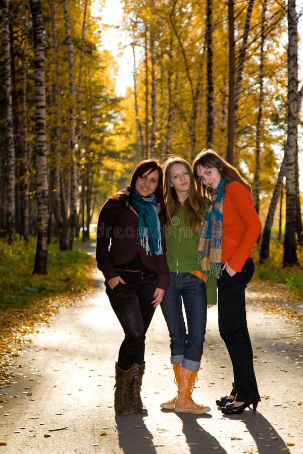 Three beautiful girls in the park