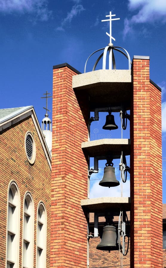 Three bells and cross stock photo. Image of greek, music 19458262