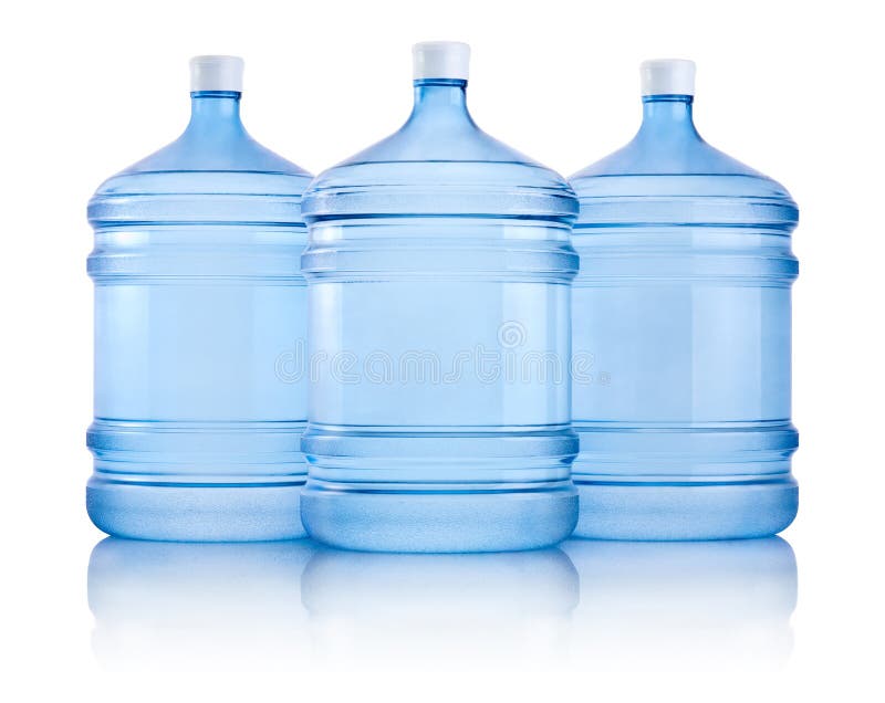 Three big bottles of water isolated on white background