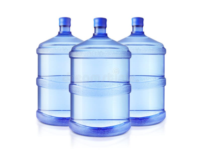 Three big bottles of water isolated on a white background