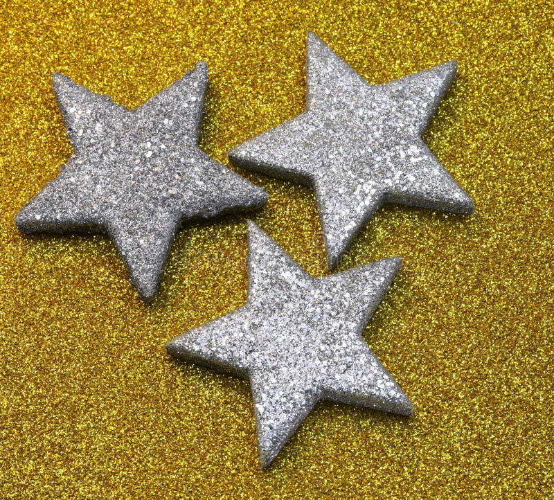 Three Silver Stars on Golden Background Stock Image Image of chanced