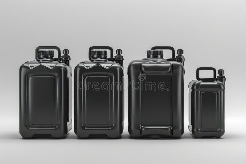 Three black plastic containers sitting next to each other. Suitable for various packaging or storage concepts royalty free stock images