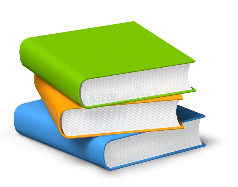Three books on a pile 3D stock illustration. Illustration of textbook ...