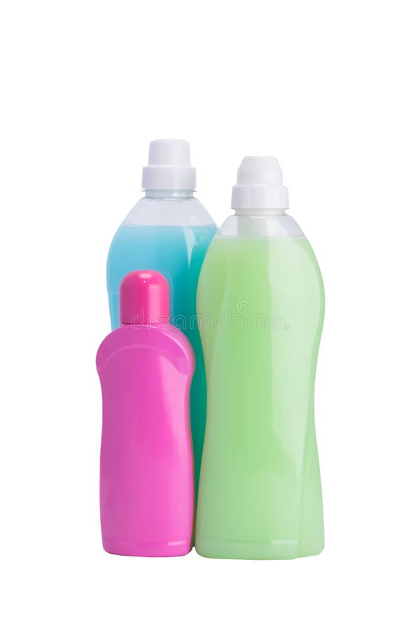 Three Bottles with Washing Liquid Isolated on White Stock Image Image