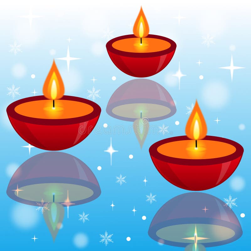 Three Bright Beautiful Candlesticks on an Abstract Background Stock