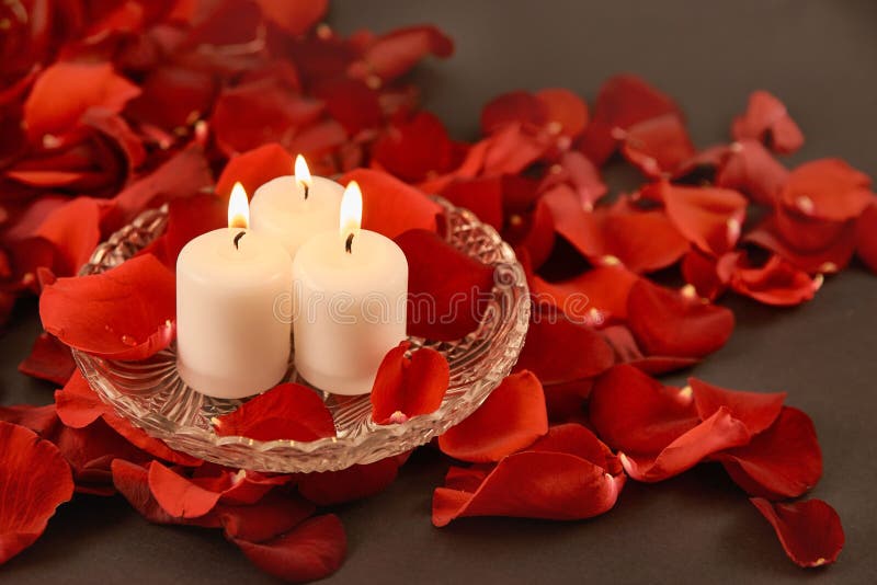 Spa Candles Red Rose Petals Stock Image Image of dark, objects 13890141