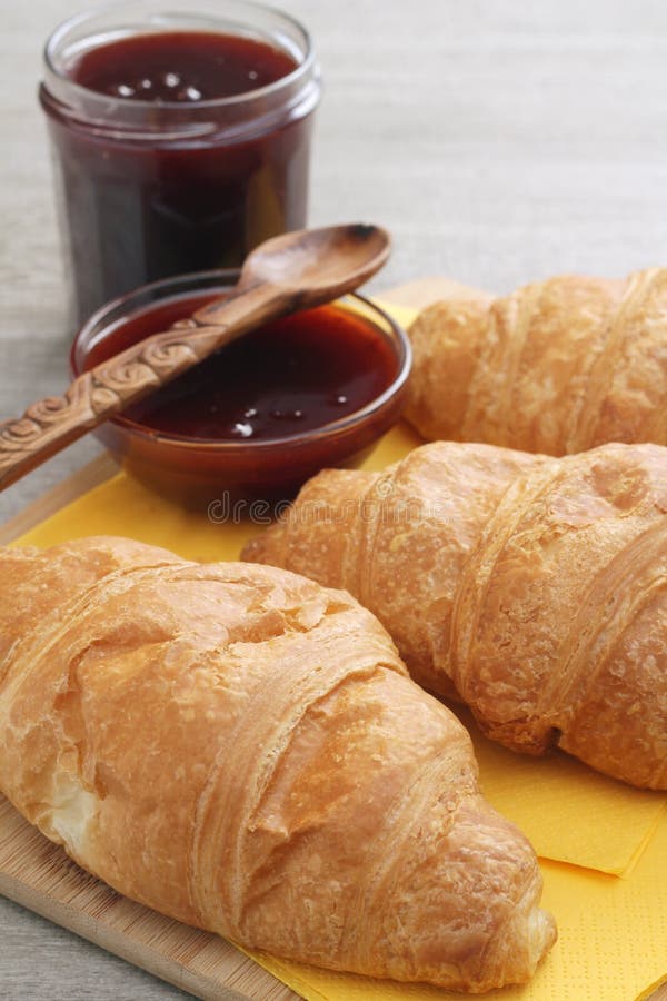 Croissants with Marmalade and Tea Stock Photo - Image of meal, pastry ...