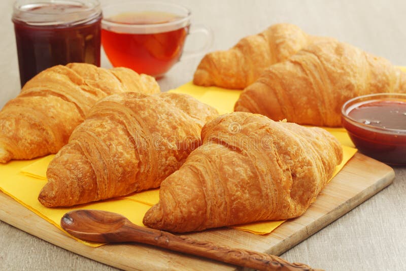 Croissants with Marmalade and Tea Stock Image - Image of food, bakery ...