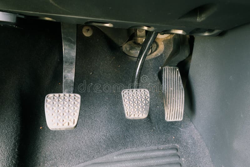 Three Car Pedals. Brake Clutch and Accelerator Pedal of Manual