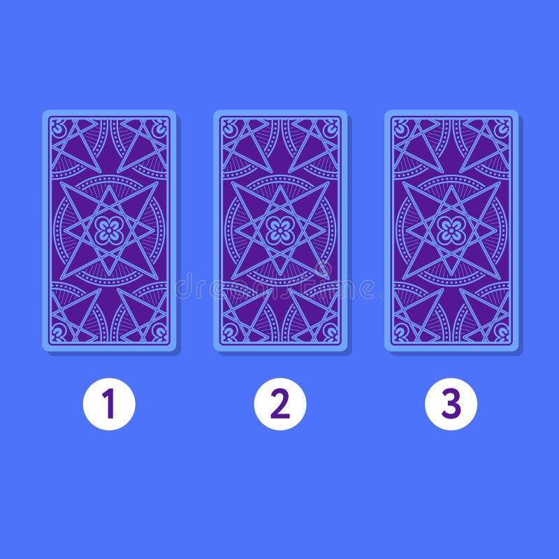 Three card tarot spread. Reverse side