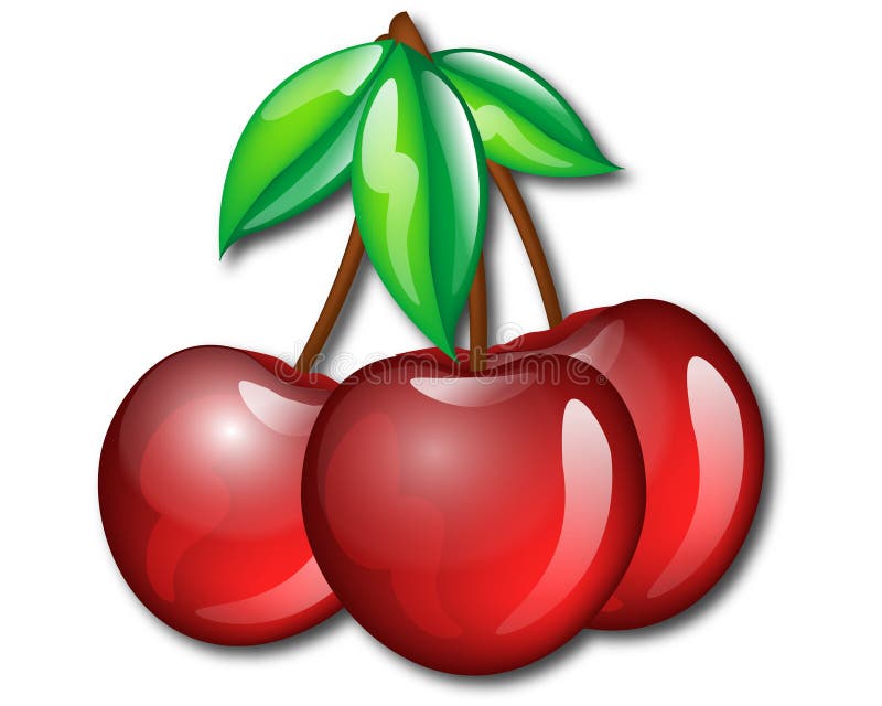 Three Cherries stock illustration. Illustration of cherry - 9687385