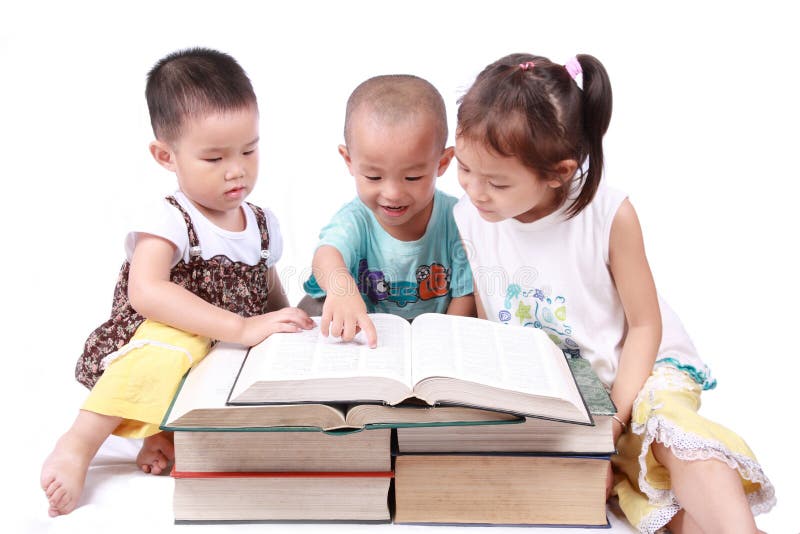 Three children reading