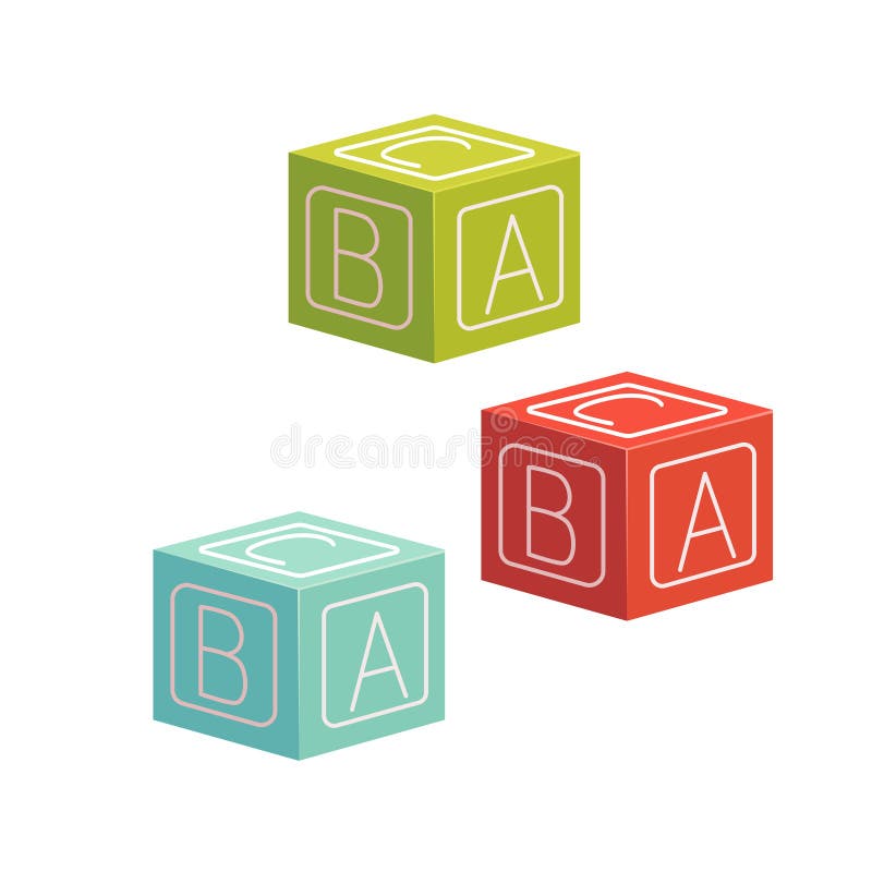 A stack of three plastic colored cubes isolated Vector Image