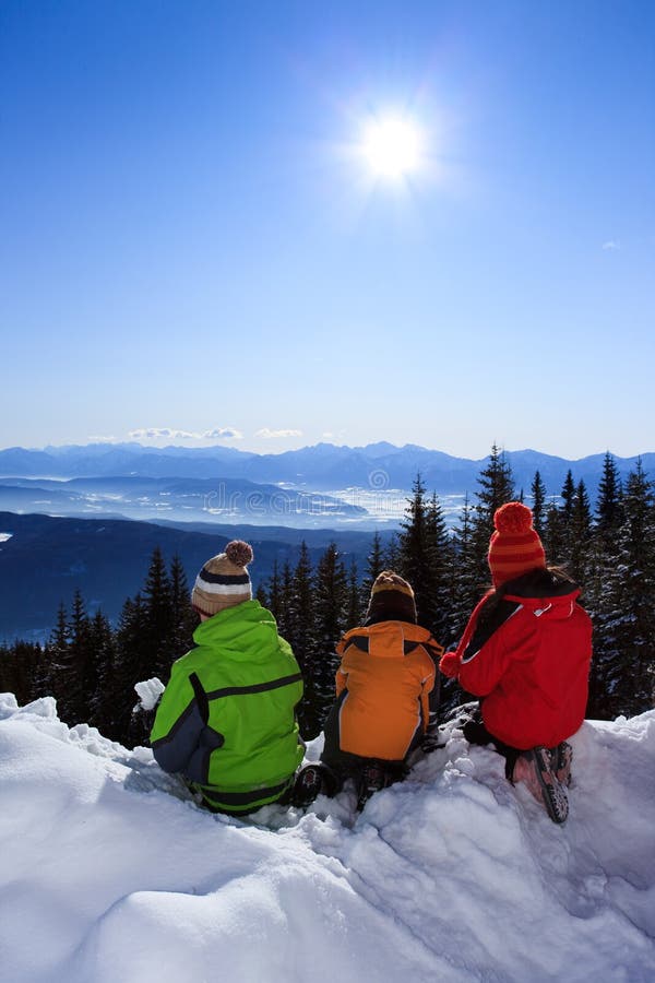 Three children in snow royalty free stock image Three children in snow royalty free stock image