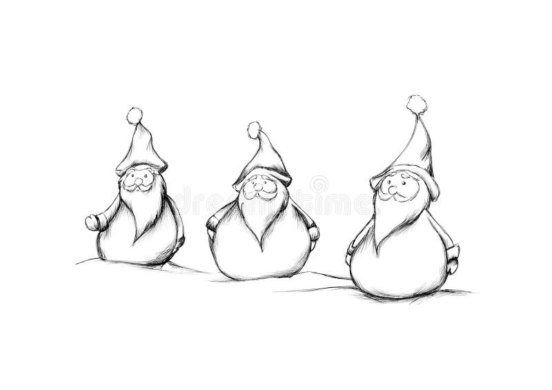 Three Christmas elves royalty free illustration
