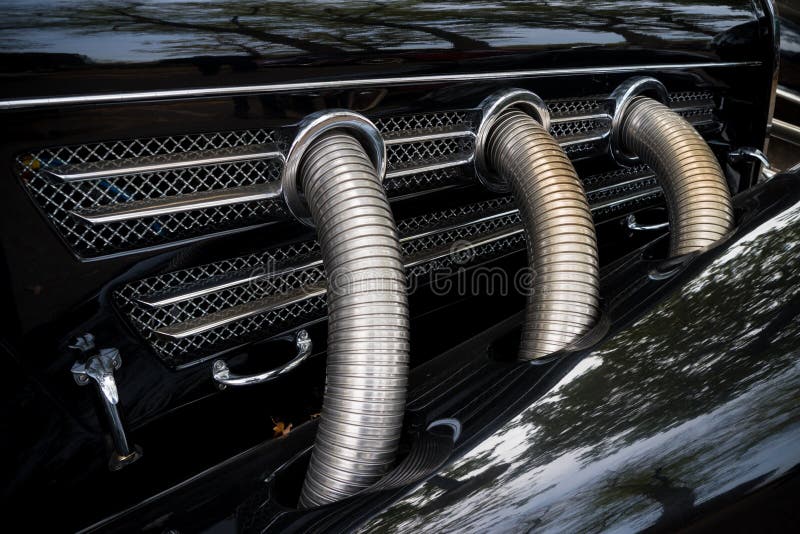 Exhaust Pipes on Oldtimer Car Stock Photo Image of closeup, steel