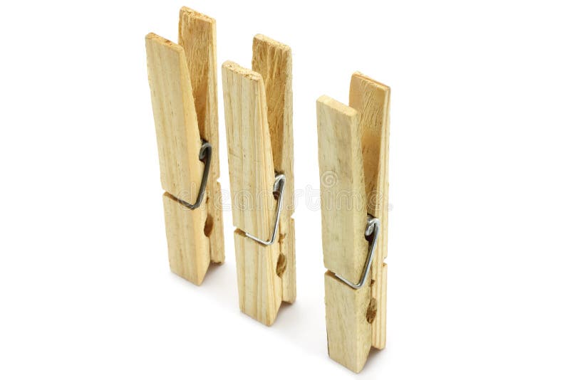Three clothespins close-up