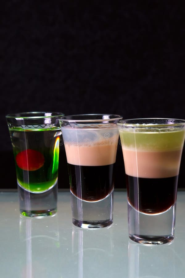 Three Cocktails Layered Shots Stock Image - Image: 24451307