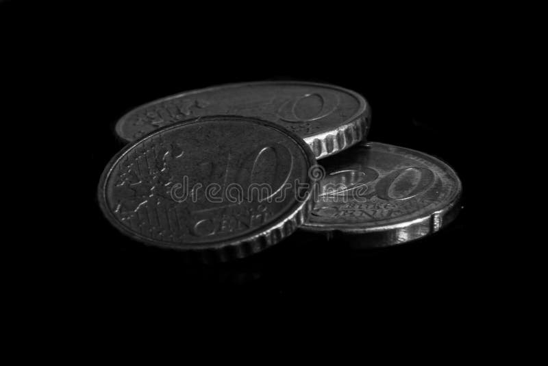 Coins on black background stock photo. Image of symbol 122474628