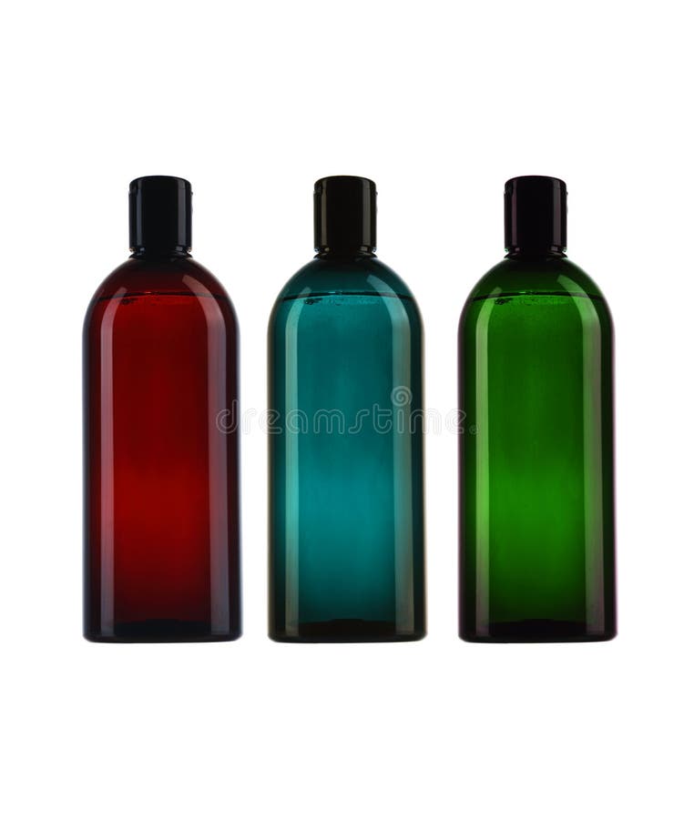 Three colorful bottles