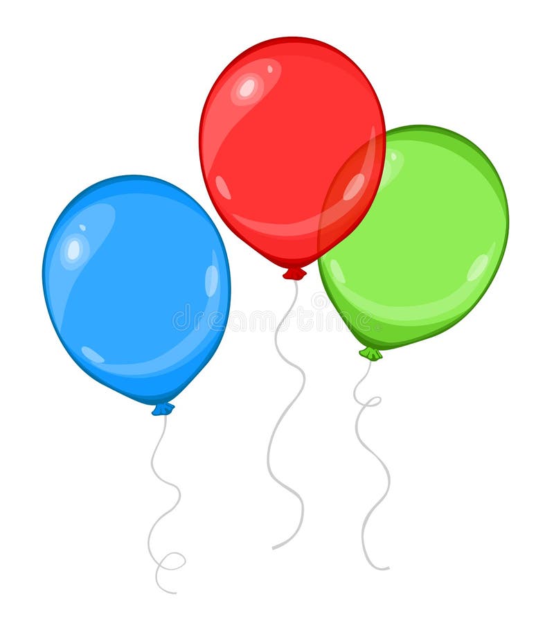 Three colorful cartoon flying balloons - illustration vector illustration Three colorful cartoon flying balloons - illustration vector illustration