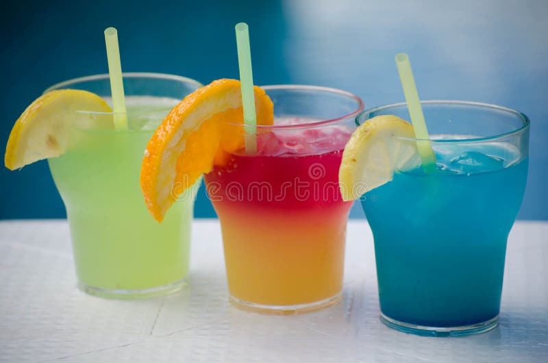 Three Colorful Cocktail Glasses Stock Image Image of evening, orange