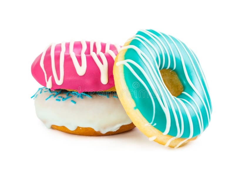 Three colorful donut stock photos