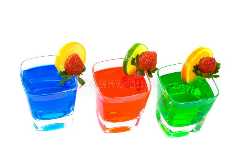 Three Colorful Mixed Drinks royalty free stock photo