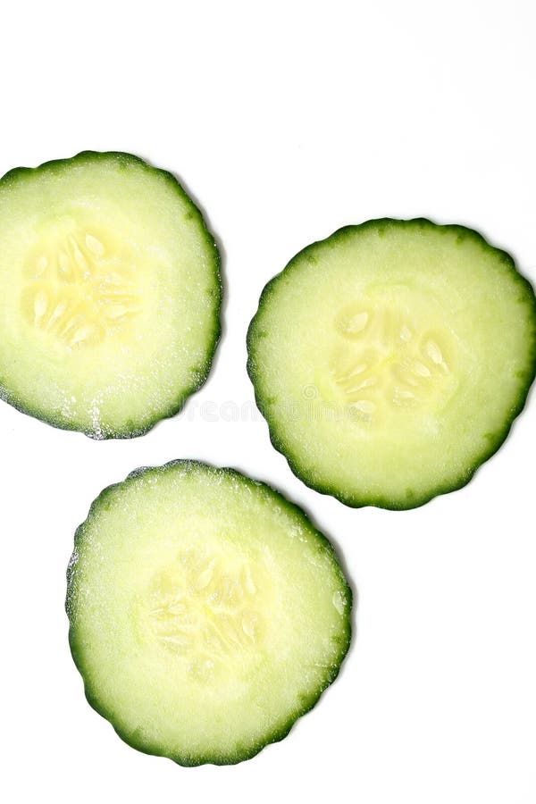 Three cucumber slices