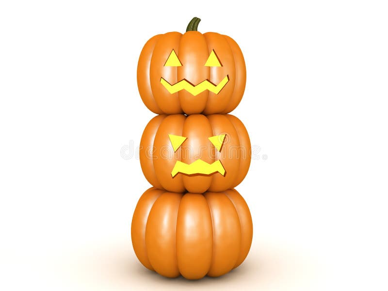 Three 3D pumkin jack o lanterns stacked on top of each other royalty free illustration Three 3D pumkin jack o lanterns stacked on top of each other royalty free illustration
