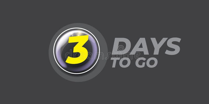 Three Days To Go Countdown Grey Horizontal Banner Design Template 3