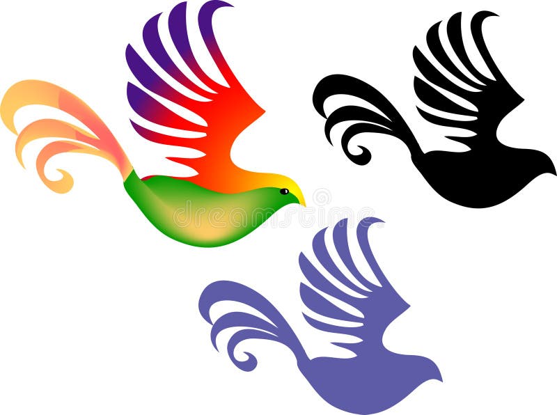 Three decorative Birds royalty free illustration