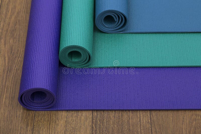 Three Different Coloured Yoga Mats Stock Image Image of mats