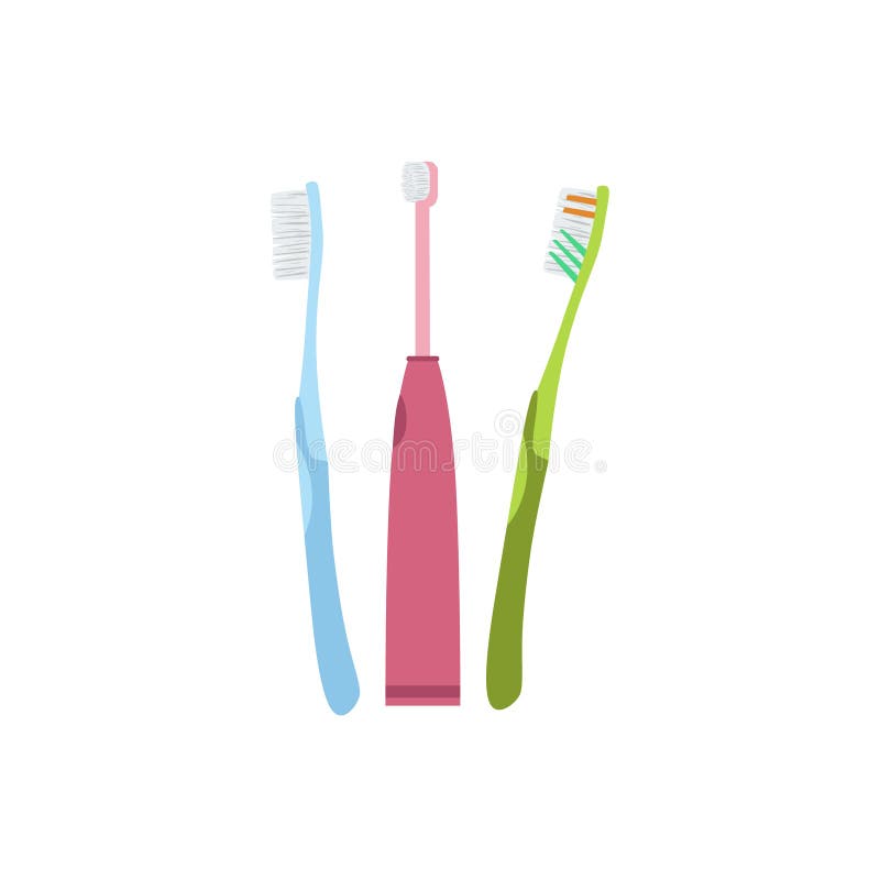 Three Different Kind And Color Of Toothbrushes royalty free illustration