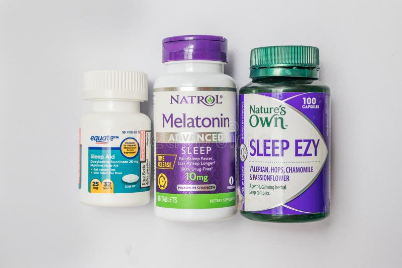 Three Different Natural Sleeping Aids Editorial Stock Image Image of