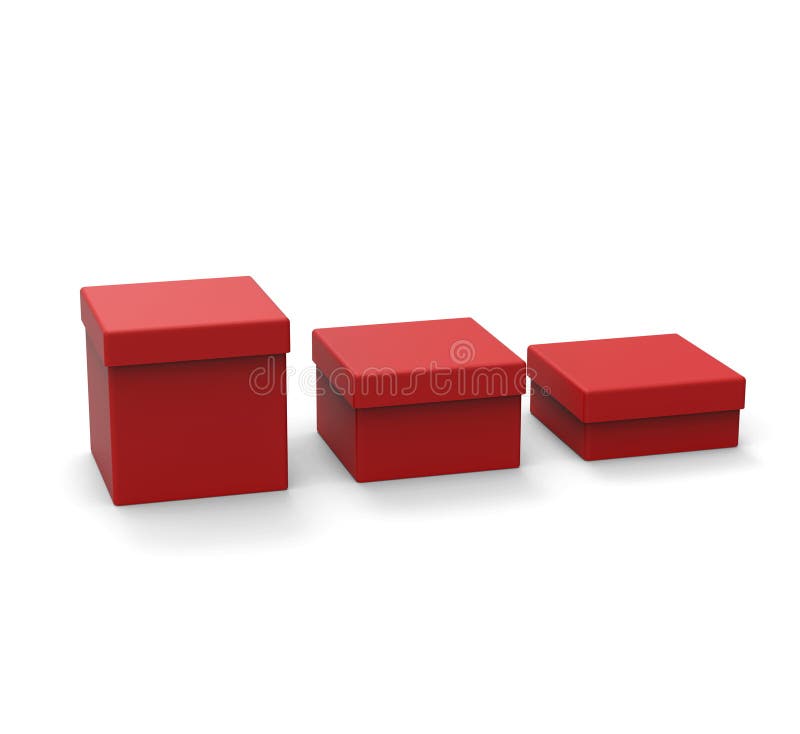 Three Different Size Red Box, Square Shape Stock Illustration